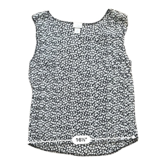 Kim Rogers casual accordion style top shirt MP white black abstract  sleeveless - Picture 10 of 10